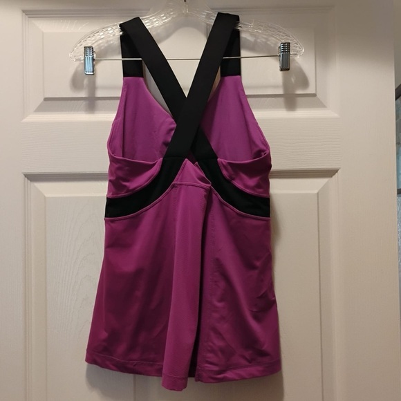 Lululemon Purple Black Push Ur Limits Tank Top Criss Cross Straps Size 10 - Picture 4 of 6